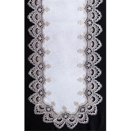 Sinobrite Sinobrite H8139-F2 Gold Lace Oval Runner; 14 x 28 in. H8139/F2(14x28)
